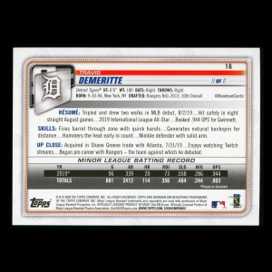 Travis Demeritte RC 2020 Bowman Rookie Tigers