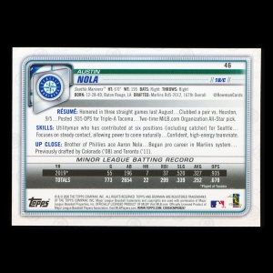 Austin Nola RC 2020 Bowman Rookie Mariners