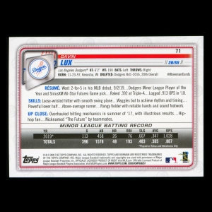 Gavin Lux RC 2020 Bowman Rookie Dodgers