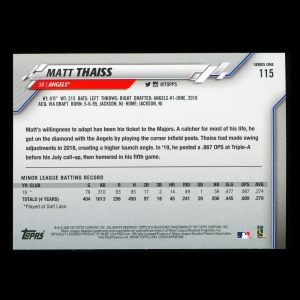Matt Thaiss RC 2020 Topps Rookie Angels