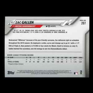 Zac Gallen RC 2020 Topps Rookie Diamondbacks