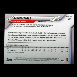 Aaron Civale RC 2020 Topps Rookie Indians