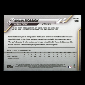 Adrian Morejon RC 2020 Topps Rookie Padres