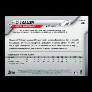 Zac Gallen RC 2020 Topps Rookie Diamondbacks