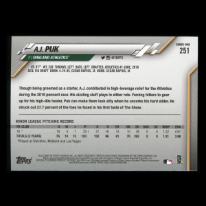 A.J. Puk RC 2020 Topps Rookie Athletics