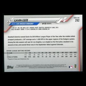 Gavin Lux RC 2020 Topps Rookie Dodgers