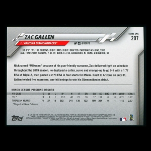 Zac Gallen RC 2020 Topps Rookie Diamondbacks