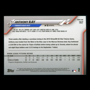 Anthony Kay RC 2020 Topps Rookie Blue Jays