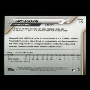 Dario Agrazal RC 2020 Topps Rookie Pirates