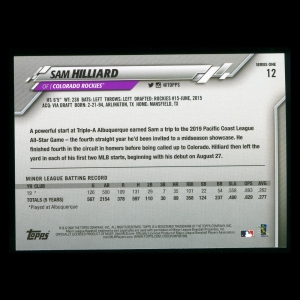 Sam Hilliard RC 2020 Topps Rookie Rockies