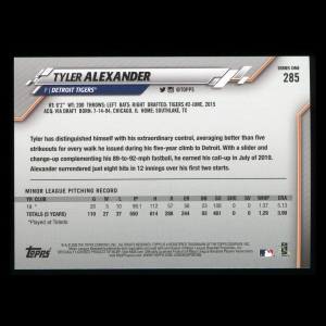 Tyler Alexander RC 2020 Topps Rookie Tigers