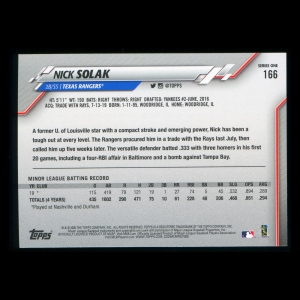 Nick Solak RC 2020 Topps Rookie Rangers
