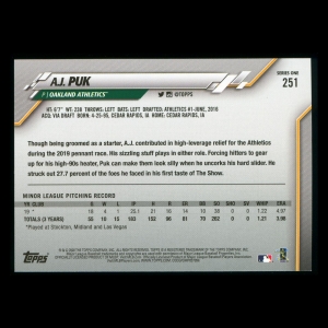 A.J. Puk RC 2020 Topps Rookie Athletics