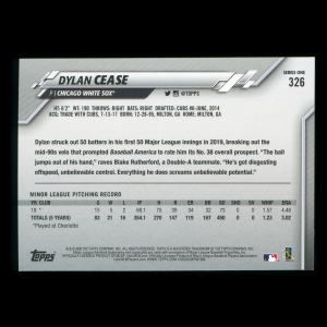 Dylan Cease RC 2020 Topps Rookie White Sox