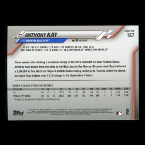 Anthony Kay RC 2020 Topps Rookie Blue Jays
