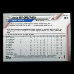Jacob Waguespack RC 2020 Topps Rookie Blue Jays