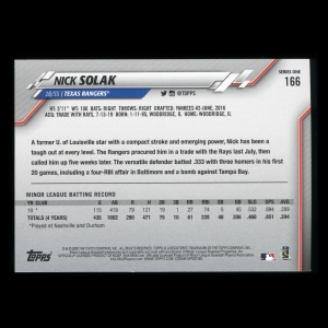 Nick Solak RC 2020 Topps Rookie Rangers
