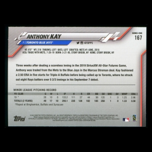 Anthony Kay RC 2020 Topps Rookie Blue Jays