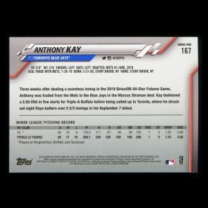 Anthony Kay RC 2020 Topps Rookie Blue Jays