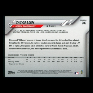 Zac Gallen RC 2020 Topps Rookie Diamondbacks