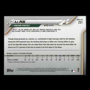 A.J. Puk RC 2020 Topps Rookie Athletics