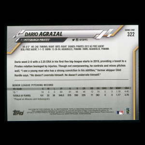 Dario Agrazal RC 2020 Topps Rookie Pirates