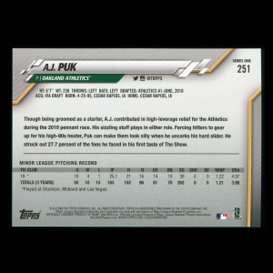 A.J. Puk RC 2020 Topps Rookie Athletics