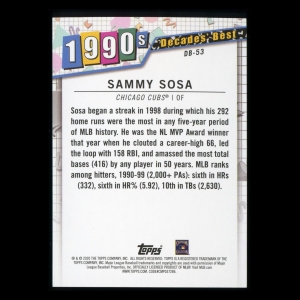 Sammy Sosa 2020 Topps Decades' Best Batters 1990s Cubs