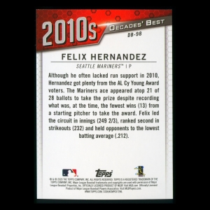 Felix Hernandez 2020 Topps Decades' Best Award Winners 2010s