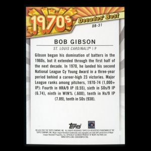 Bob Gibson 2020 Topps Decades' Best Pitchers 1970s Cardinals