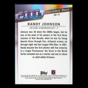 Randy Johnson 2020 Topps Decades' Best Pitchers 2000s Diamondbacks