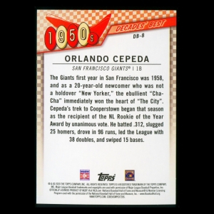 Orlando Cepeda 2020 Topps Decades' Best Award Winners 1950s Giants