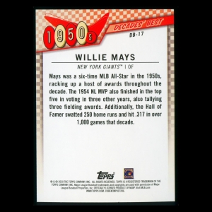 Willie Mays 2020 Topps Decades' Best Batters 1950s Giants