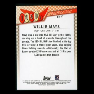 Willie Mays 2020 Topps Decades' Best Batters 1950s Giants