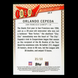 Orlando Cepeda 2020 Topps Decades' Best Award Winners 1950s Giants 35/50