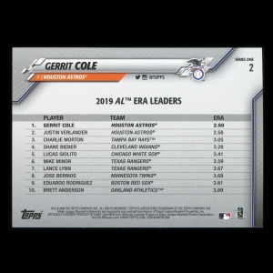 Gerrit Cole 2020 Topps League Leaders Astros