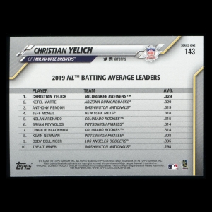 Christian Yelich 2020 Topps League Leaders Brewers