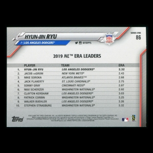 Hyun-Jin Ryu 2020 Topps League Leaders Dodgers