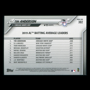 Tim Anderson 2020 Topps League Leaders White Sox