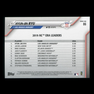 Hyun-Jin Ryu 2020 Topps League Leaders Dodgers