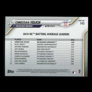 Christian Yelich 2020 Topps League Leaders Brewers