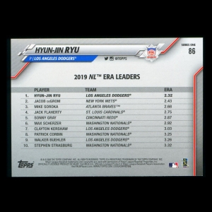 Hyun-Jin Ryu 2020 Topps League Leaders Dodgers
