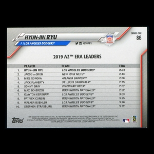 Hyun-Jin Ryu 2020 Topps League Leaders Dodgers