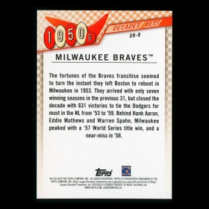 Milwaukee Braves 2020 Topps Decades' Best Teams 1950s