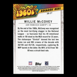 Willie McCovey 2020 Topps Decades' Best Batters 1960s Giants