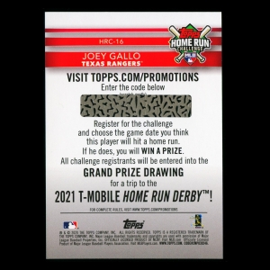 Joey Gallo 2020 Topps Home Run Challenge Rangers