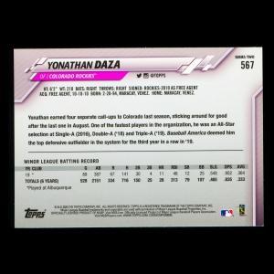 Yonathan Daza RC 2020 Topps Rookie Rockies