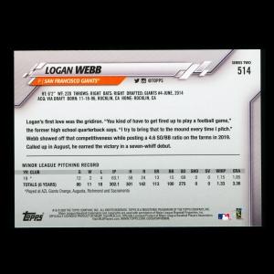 Logan Webb RC 2020 Topps Rookie Giants