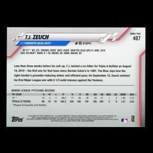 T.J. Zeuch RC 2020 Topps Rookie Blue Jays
