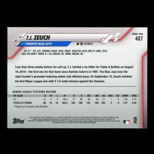 T.J. Zeuch RC 2020 Topps Rookie Blue Jays